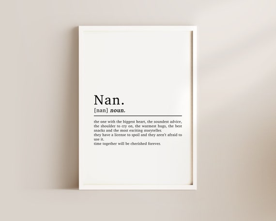 Nan Definition Gift, Grandparents Typography Art Print