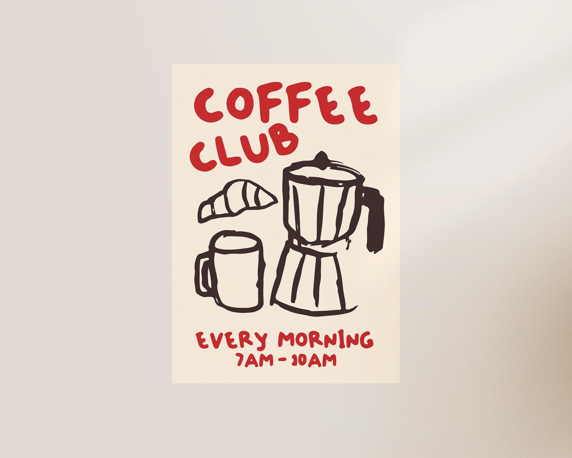 Coffee Club Kitchen Art Print, Coffee Lover Gift - Image 3