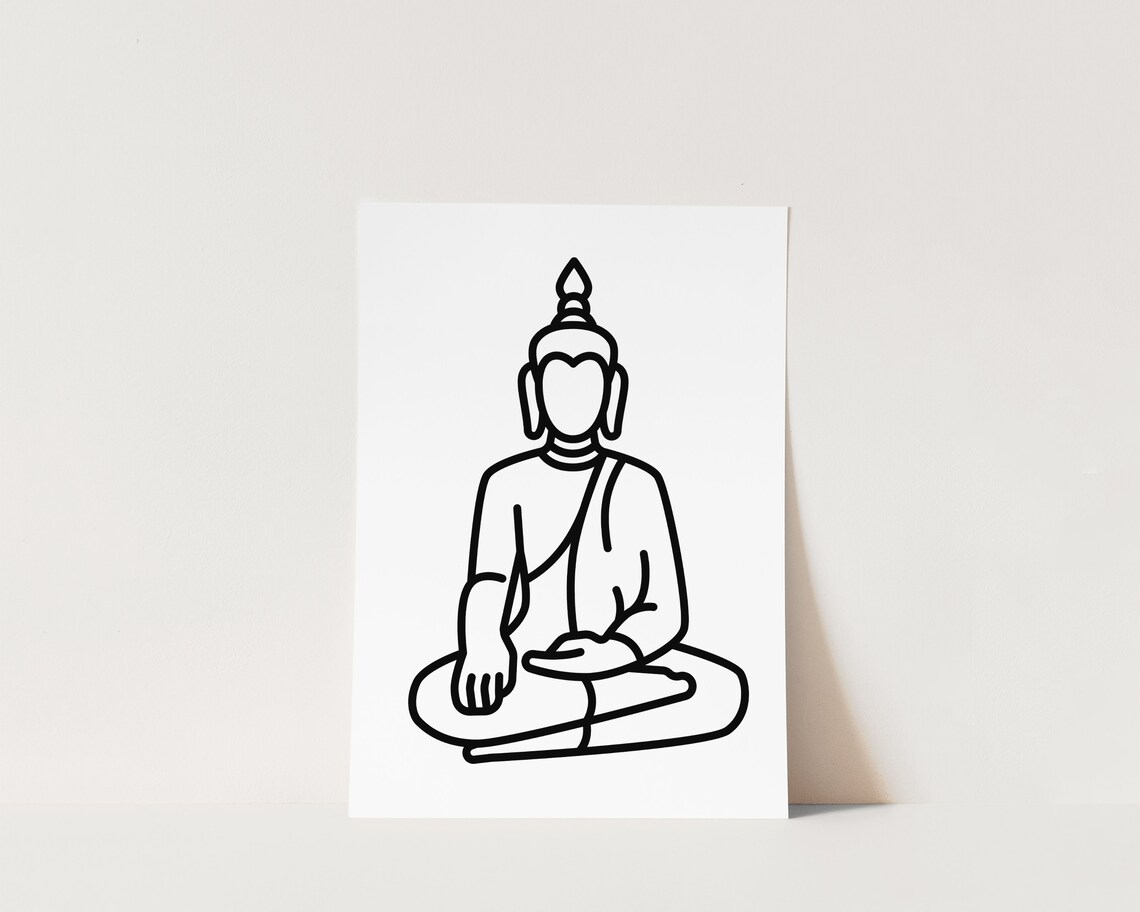 Buddha Line Art Print, Zen Meditation Wall Art - Image 3