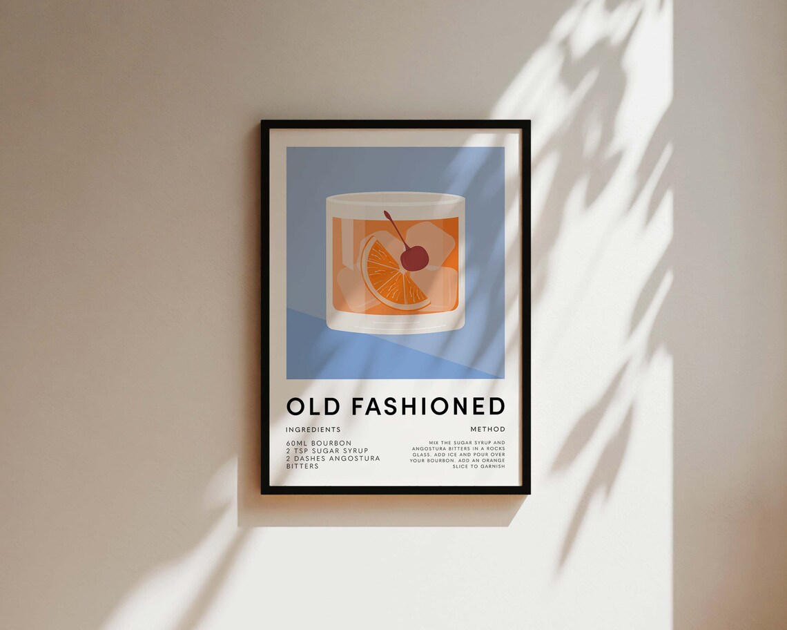 Old Fashioned Cocktail Poster, Kitchen Wall Art - Image 3