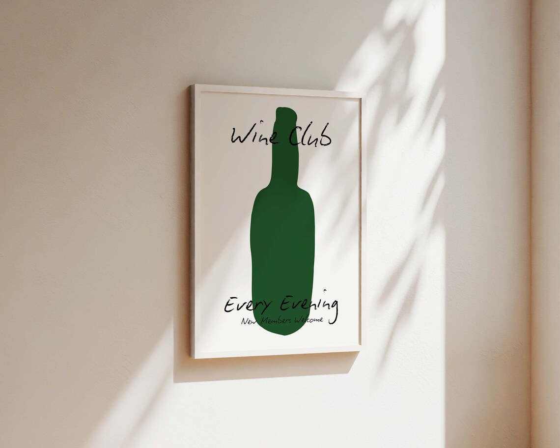 Wine Club Every Evening Funny Wine Lover Kitchen Poster Decor - Image 2