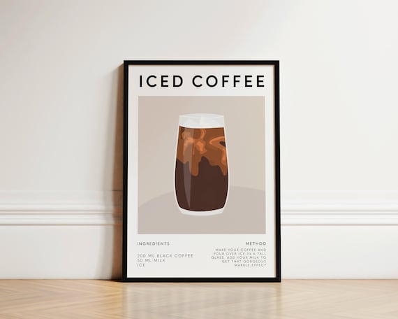 Iced Coffee Poster, Kitchen Wall Art