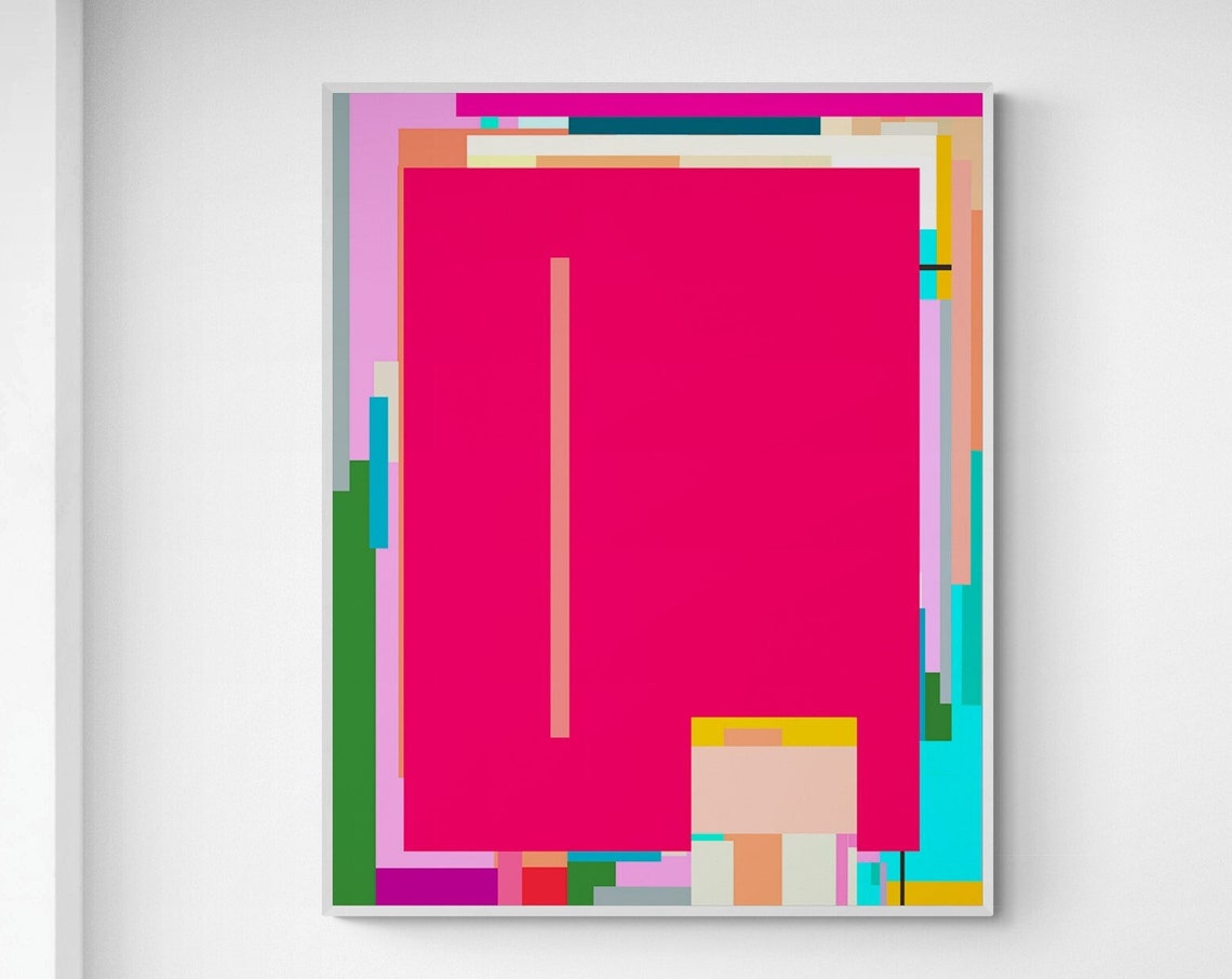 Colorful Abstract Art Bright Geometric Magenta Abstract Painting Wall Art Modern Instant Wall Decor - Image 6