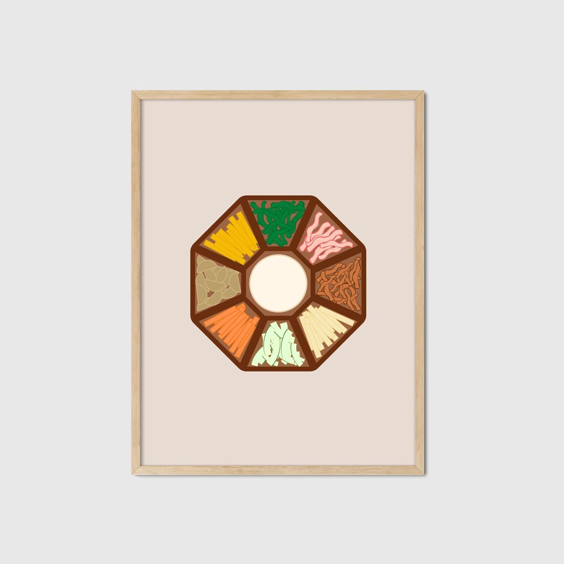 Gujeolpan Korean Octagonal Platter Minimalist Food Art Poster