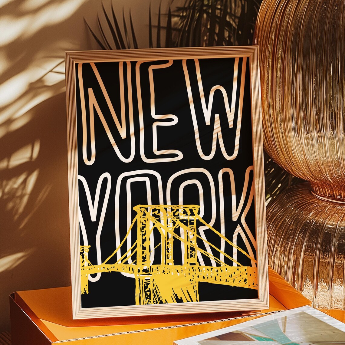 New York City Bridge, Minimalist Urban Art Print - Image 2