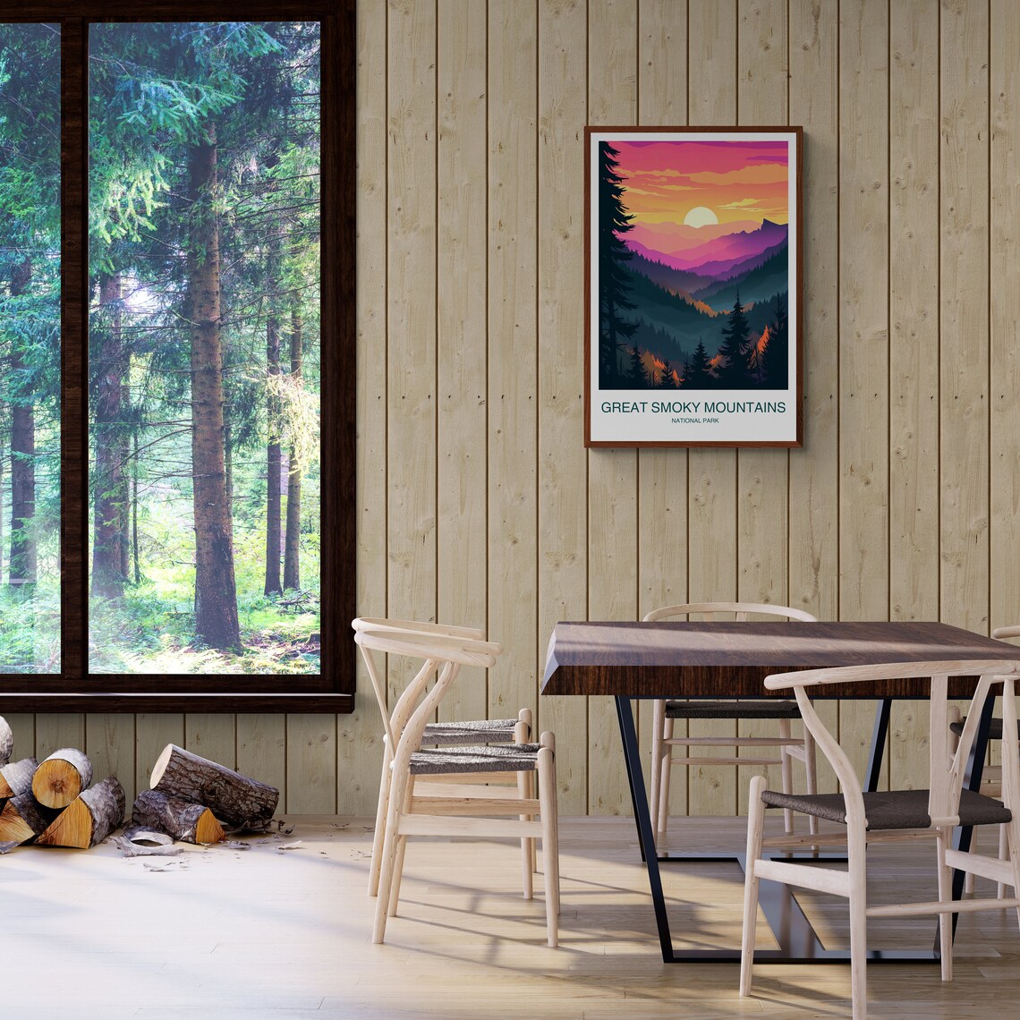 Great Smoky Mountains National Park Sunset Vintage Travel Poster
