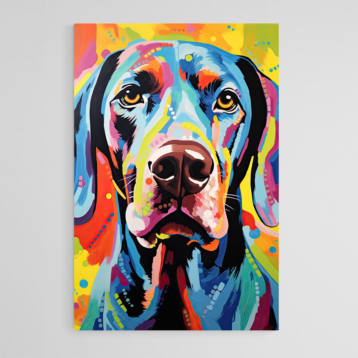German Shorthaired Pointer Blue Orange Pop Art Portrait Poster