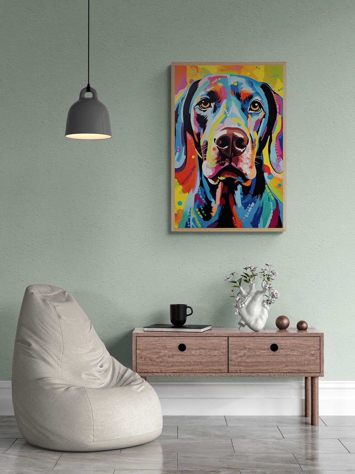 German Shorthaired Pointer Blue Orange Pop Art Portrait Poster - Image 2