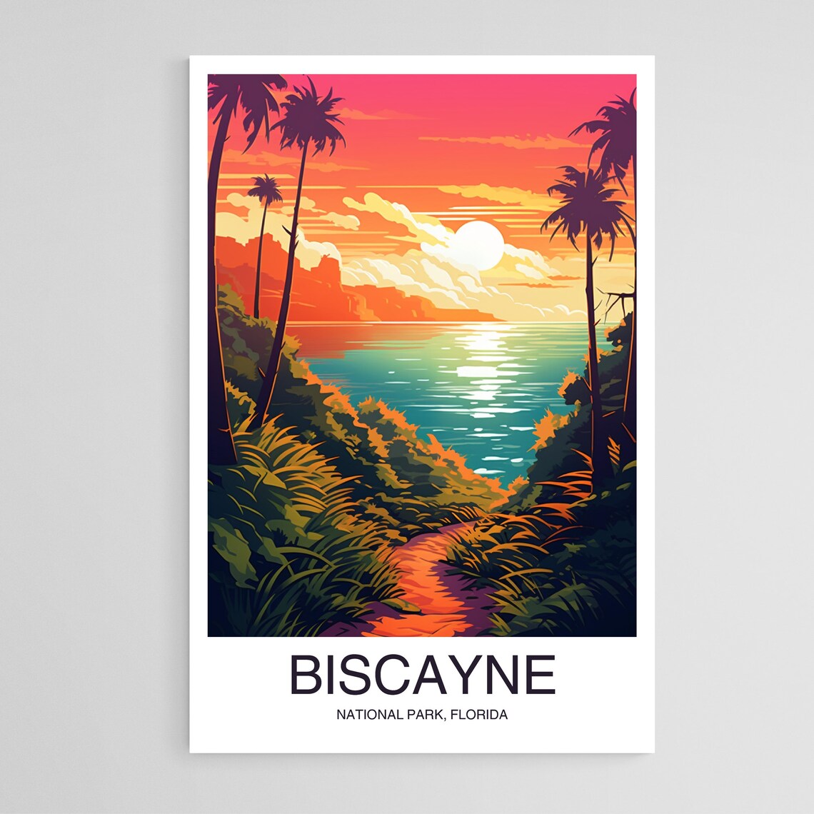 Biscayne National Park Florida Tropical Sunset Palm Lagoon Poster
