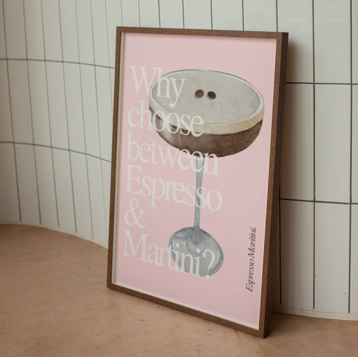 Pink Espresso Martini Cocktail Lover Art Print - Image 2