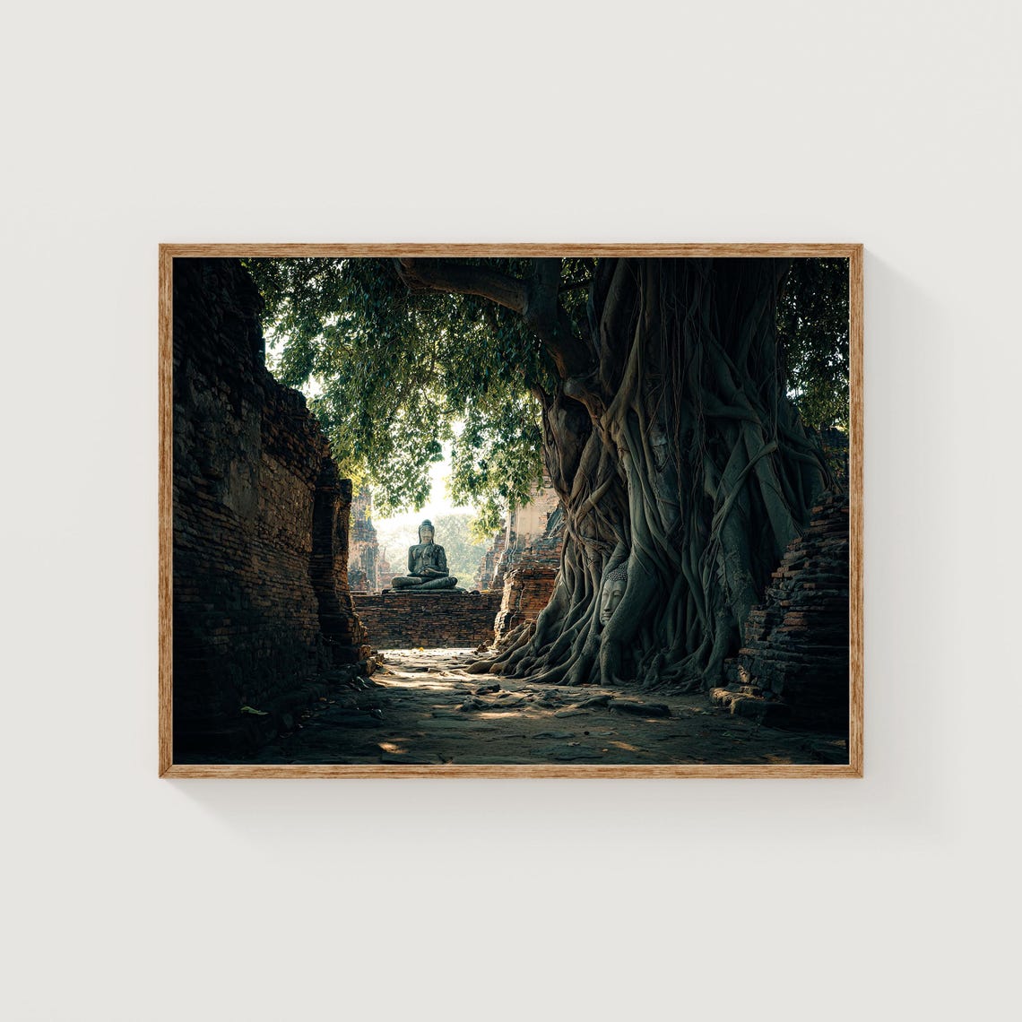 Ayutthaya Temple Print Thailand Buddha Tree Ancient Ruins Zen Art