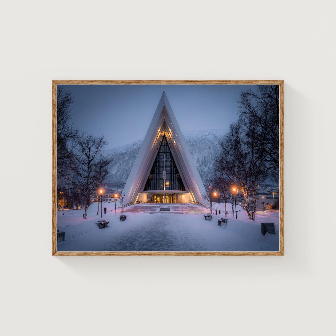 Arctic Cathedral Tromso Norway Winter Snow Triangle Church Poster