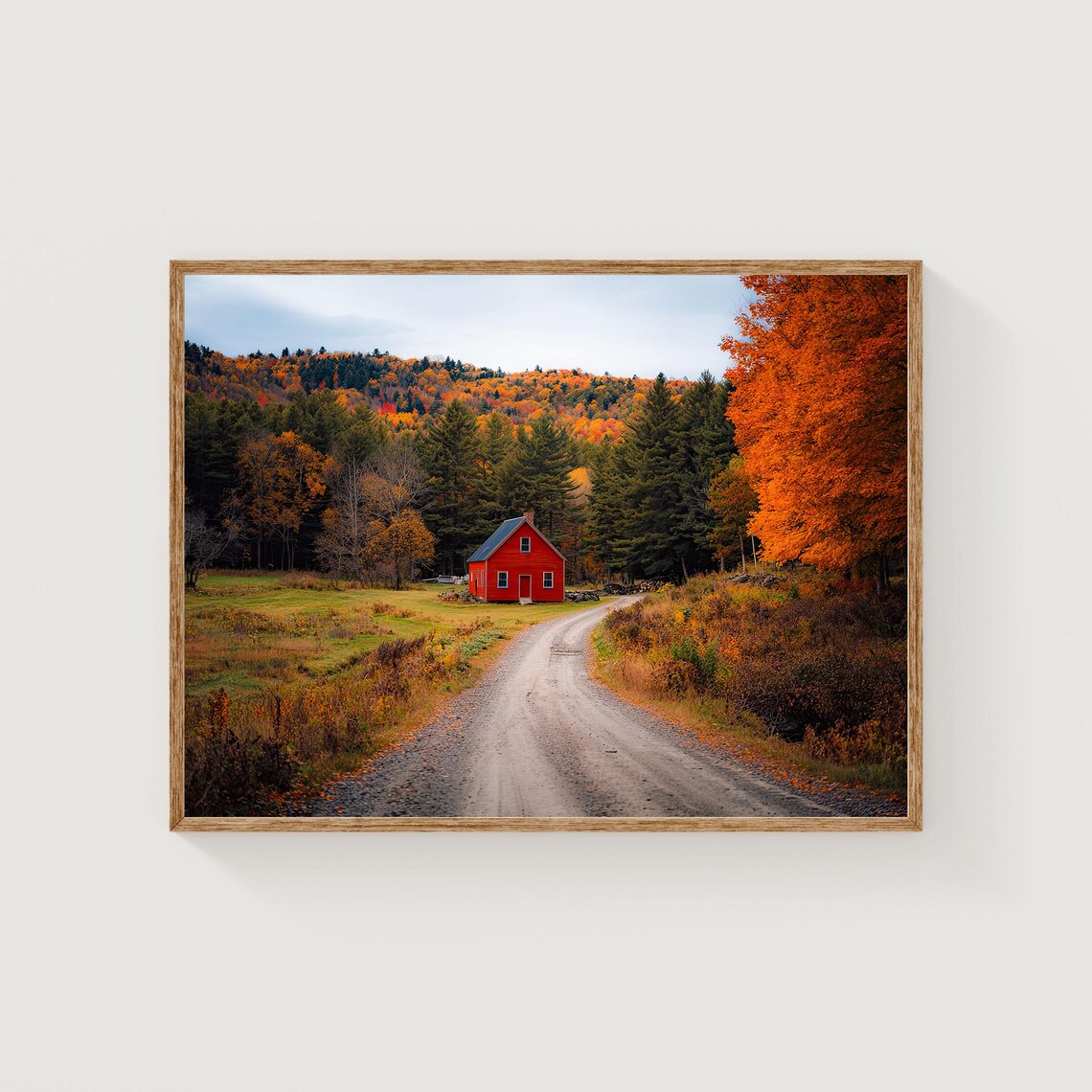 Vermont Red Barn Autumn Landscape Photography Fall Foliage Wall Art