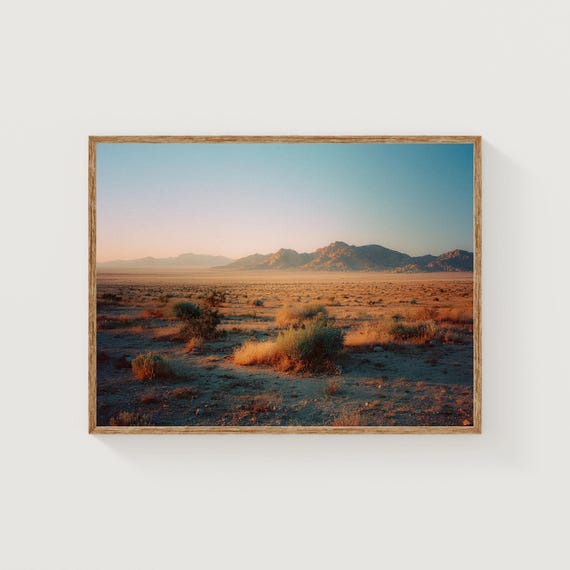 Golden Hour Desert Sunset Art Print Minimalist Landscape Photography