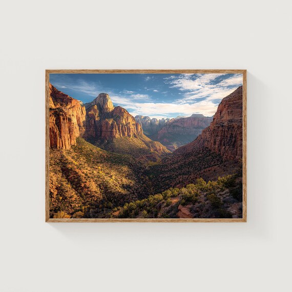Zion Canyon Overlook Golden Sunrise Utah Cliffs Landscape Poster