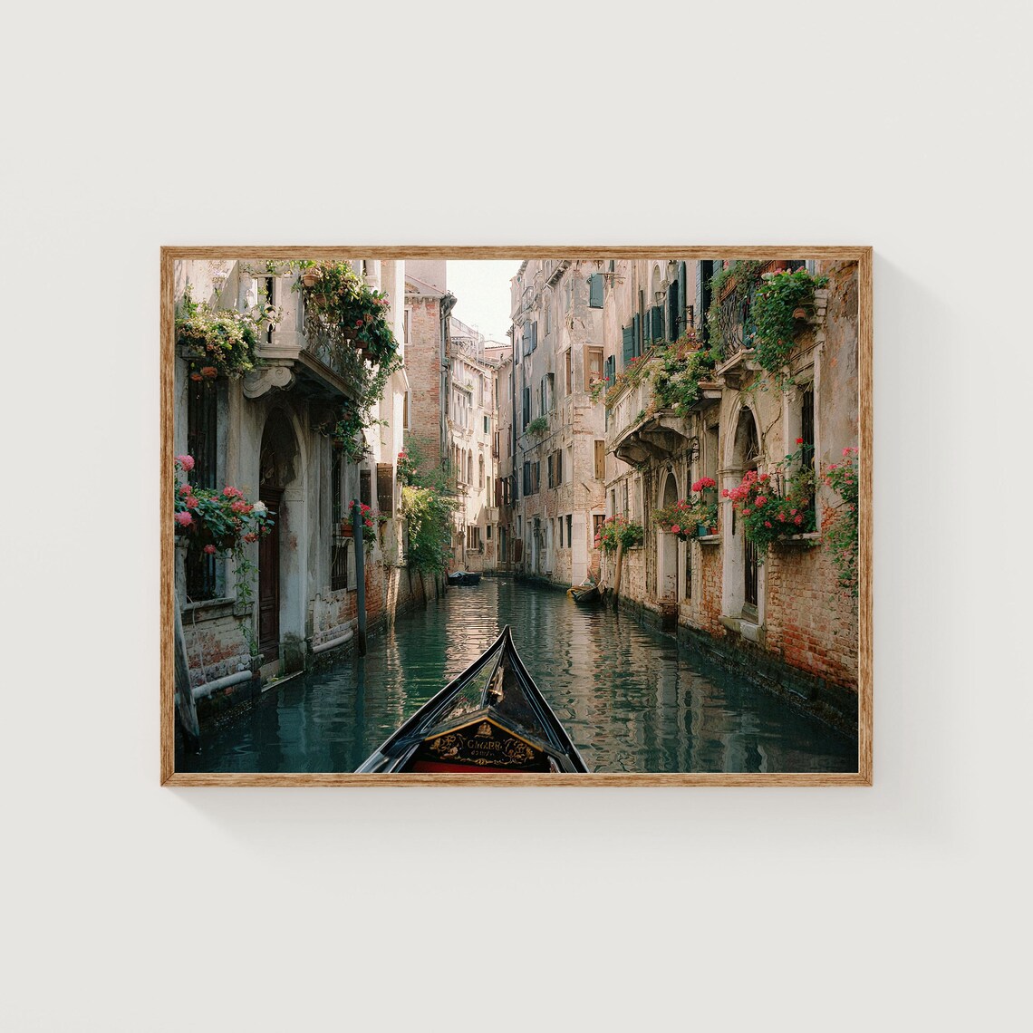 Venice Gondola Ride Flower Lined Canal Italy Romantic Fine Art Print