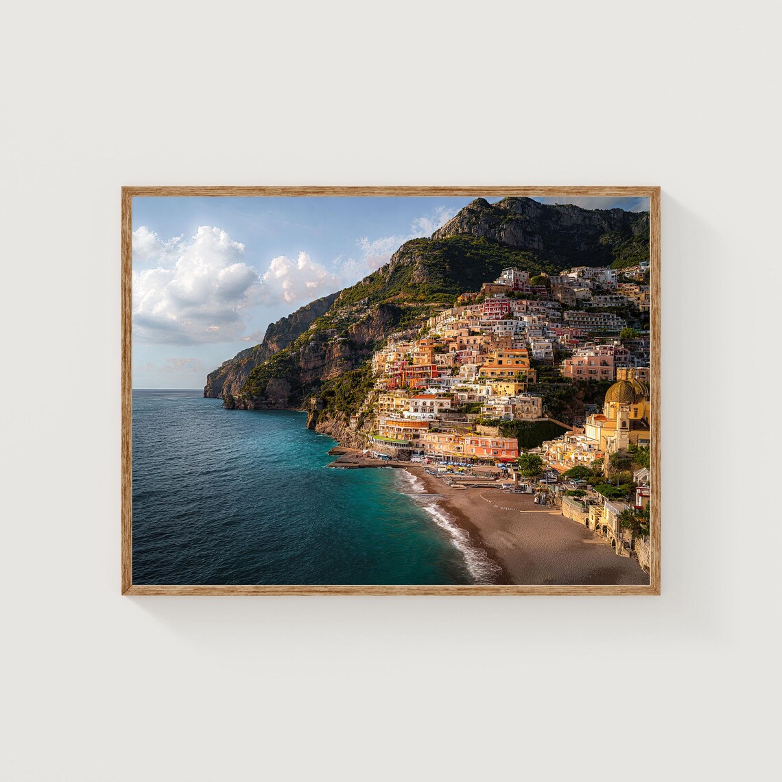 Positano Amalfi Coast Colorful Cliffside Town Sunset Photo Poster