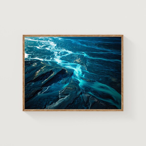 Iceland Glacial River Aerial Print Abstract Landscape Photography