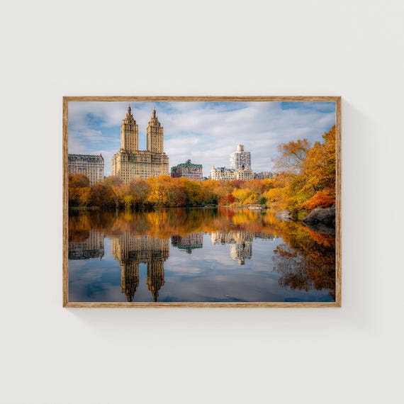 Central Park Autumn Photography Print Nyc Skyline Reflection