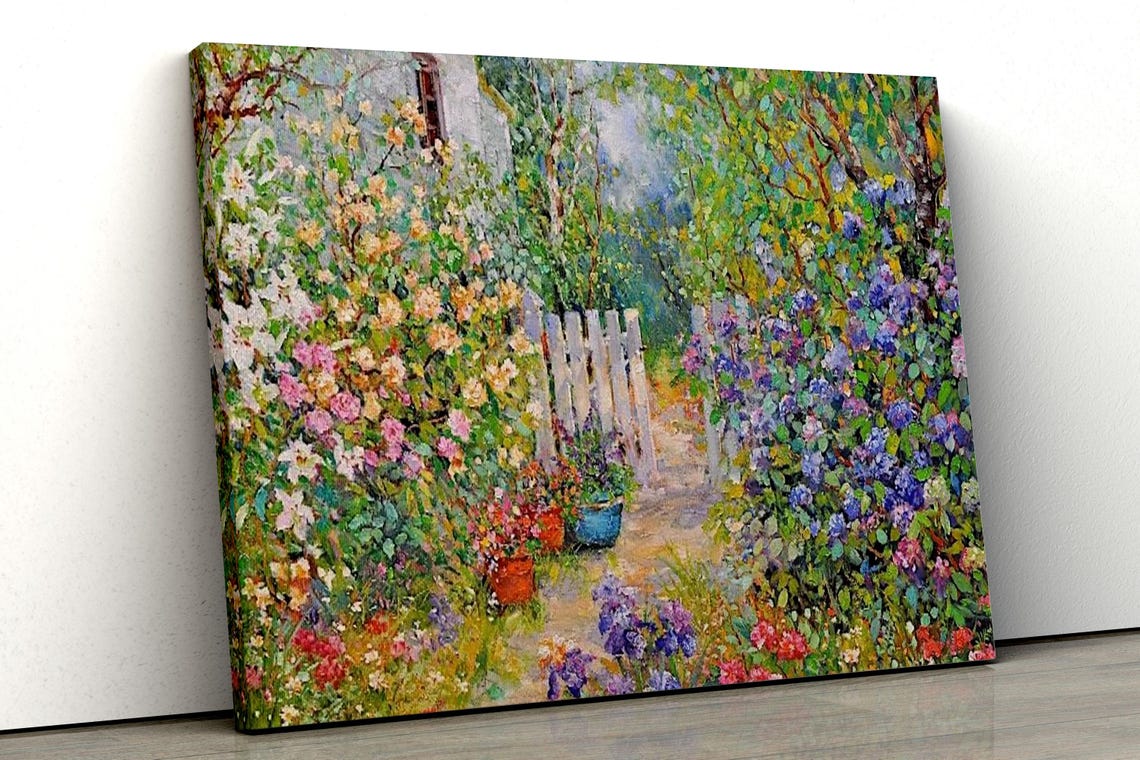 Impressionist Flower Garden Gate Canvas Blooming Spring Wall Art - Image 5