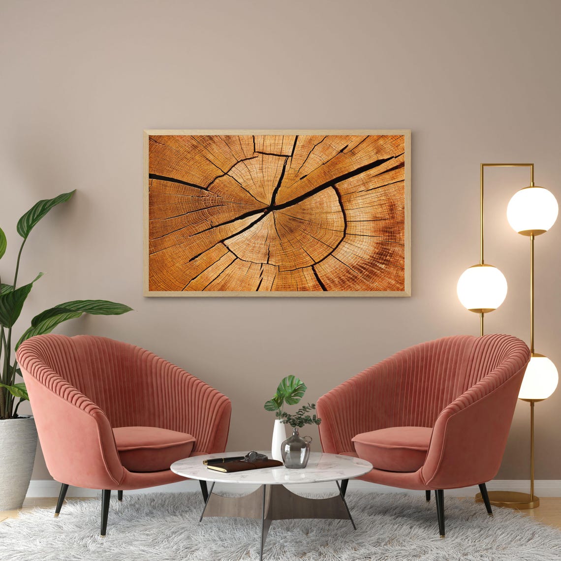 Wooden Texture Wall Art Rustic Tree Rings Print Nature Inspired Home Decor Wall Art - Image 4