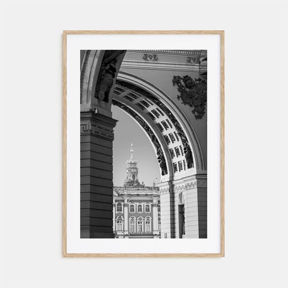 St Petersburg Black And White Travel Poster Print