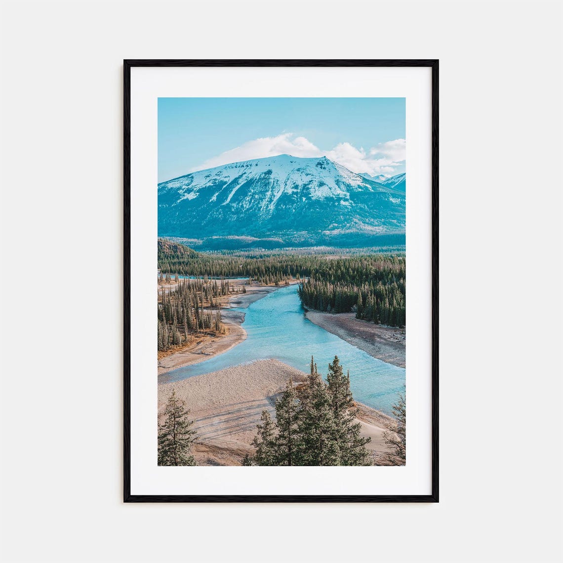 Whistler Turquoise River Pine Forest Snowy Mountain View Photo Poster