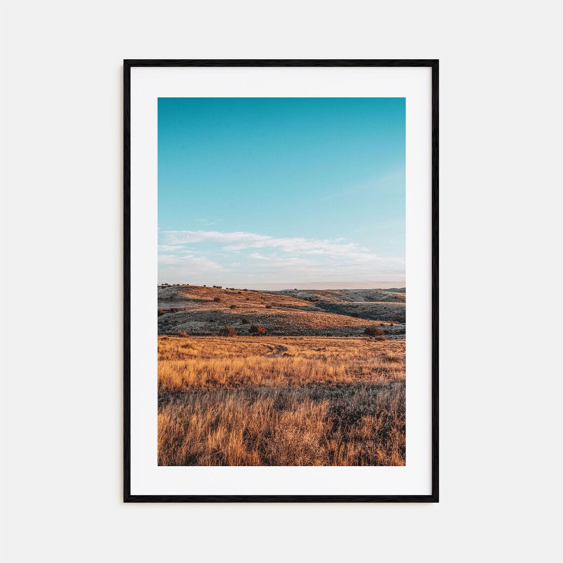 Texas Prairie Sunset Colorful Photo Poster Golden Grassland Landscape