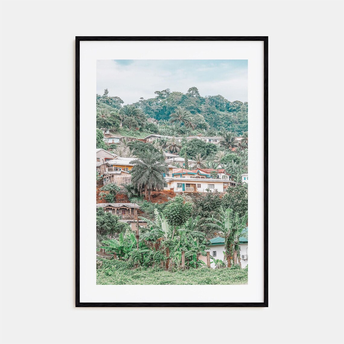 Cameroon Lush Hillside Village Tropical Green Landscape Poster