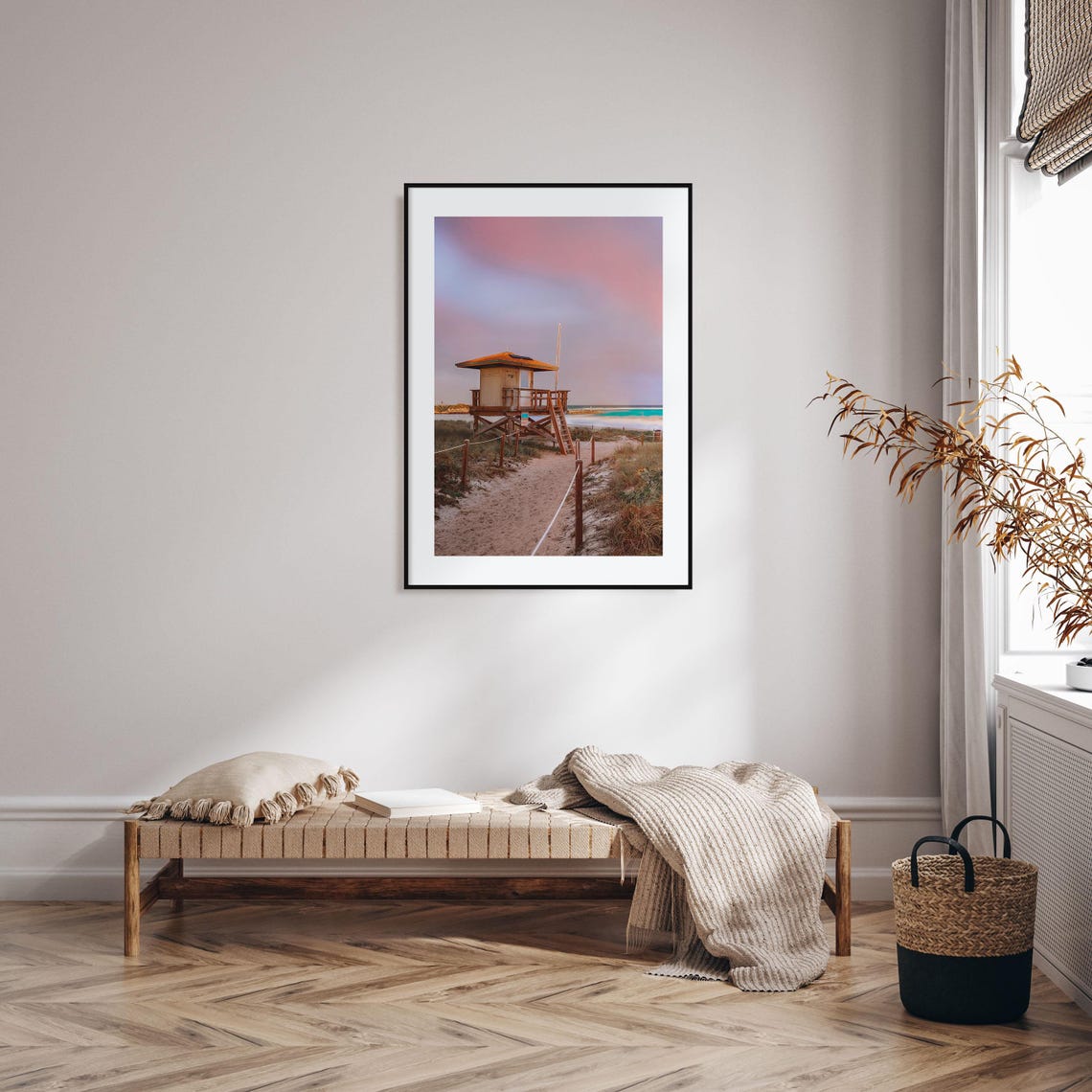 Boca Raton Beach Poster Lifeguard Tower Dune Path Pink Sunset - Image 2