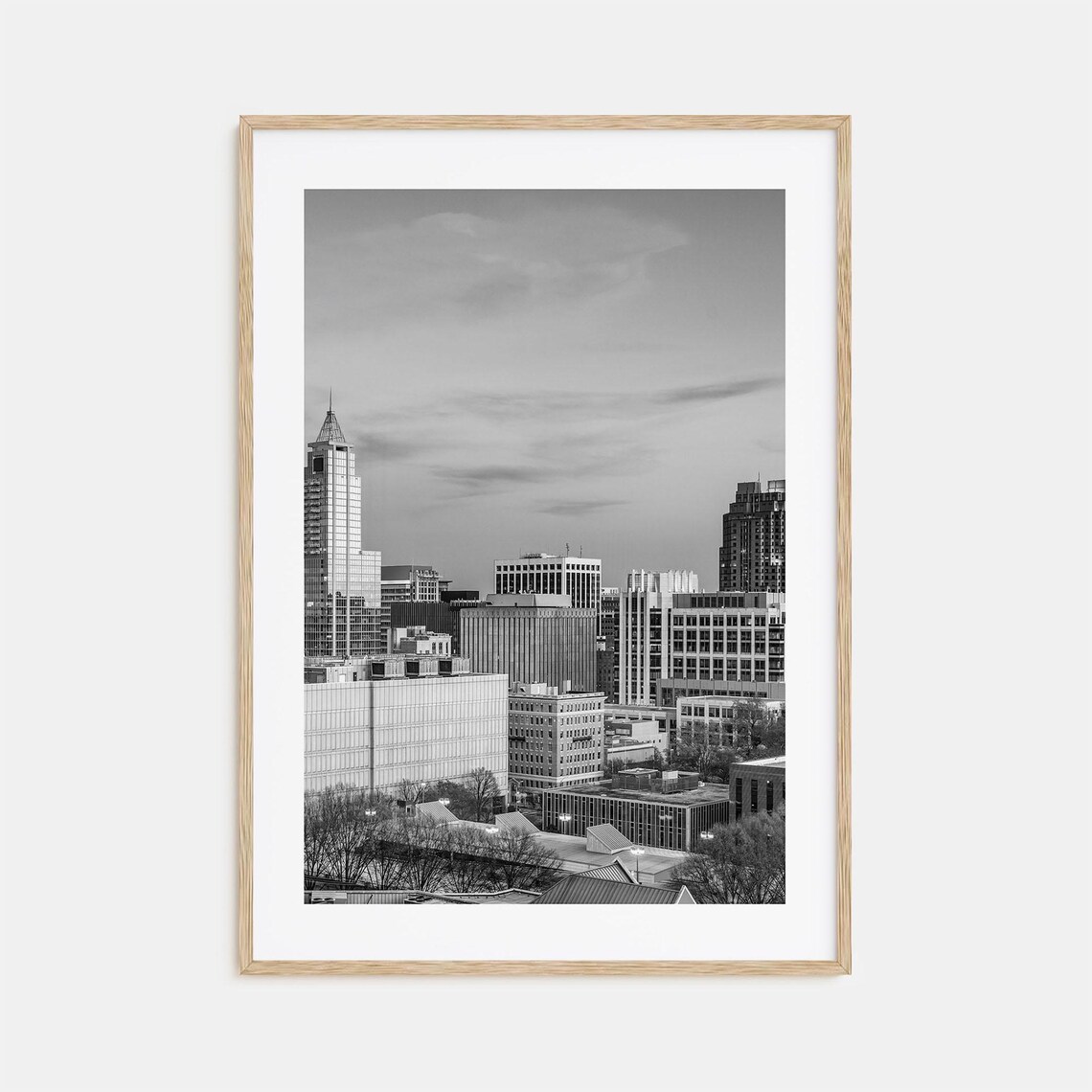 Raleigh Downtown High Rise Skyline Black And White City Photo Poster