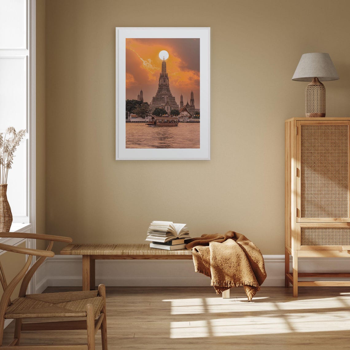 Thailand Wat Arun Bangkok Sunset Temple of Dawn Riverside Poster - Image 2