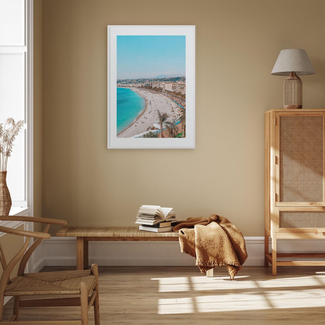 Nice France Promenade Beach Turquoise Sea Crowded Shore Aerial Poster - Image 3