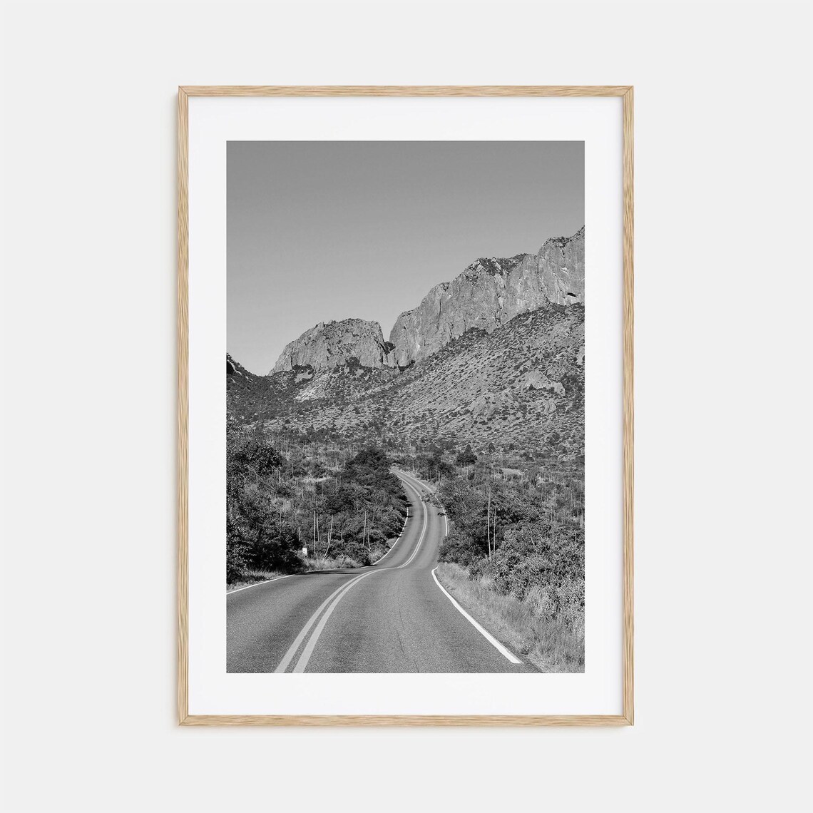 Big Bend National Park Desert Road Rugged Peaks Texas Black White Poster