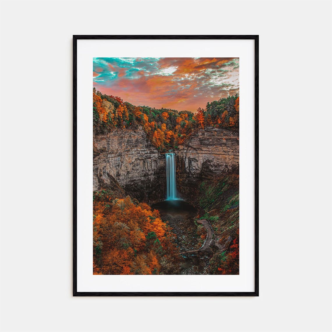 Upstate New York Autumn Waterfall Gorge Fall Foliage View Poster