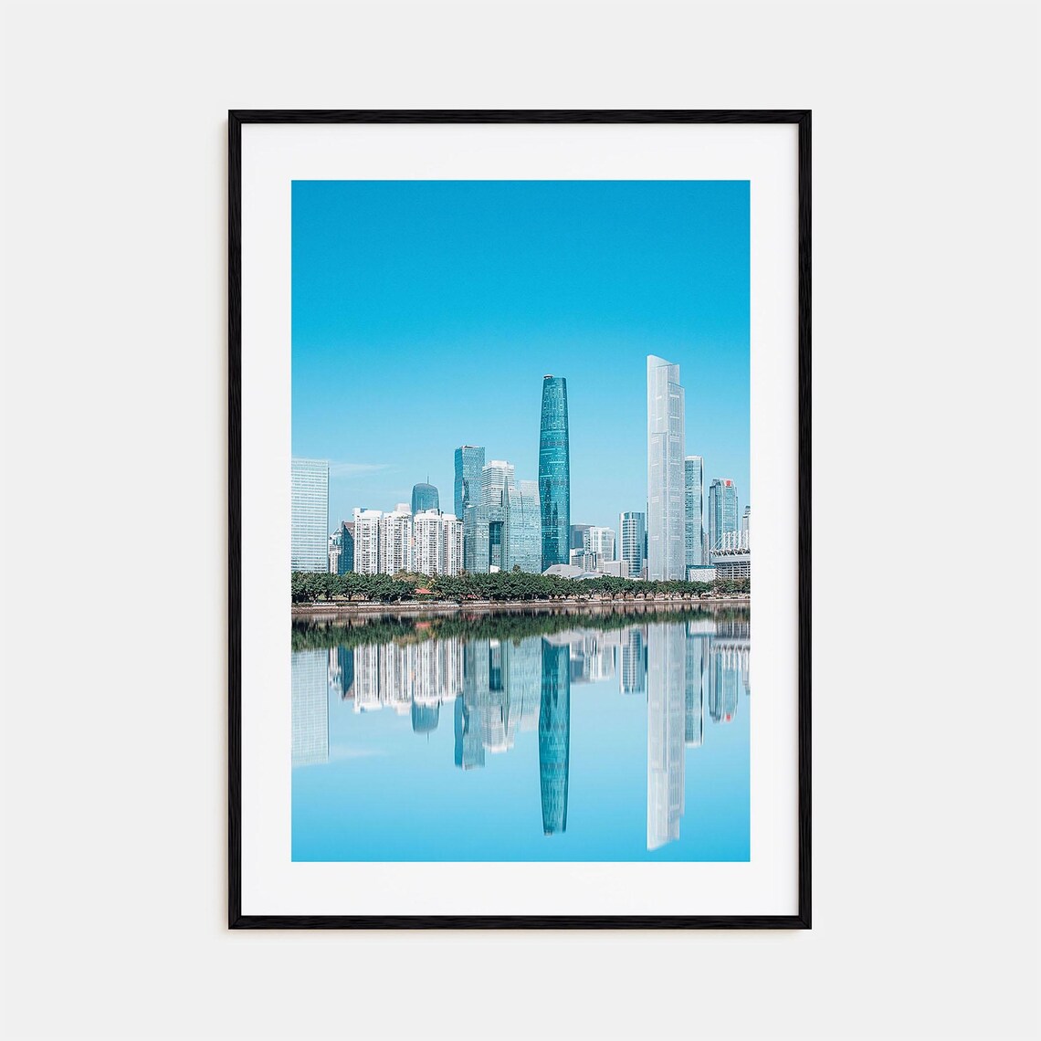 Guangzhou Modern Skyline Mirrored in Still Water Daytime Print