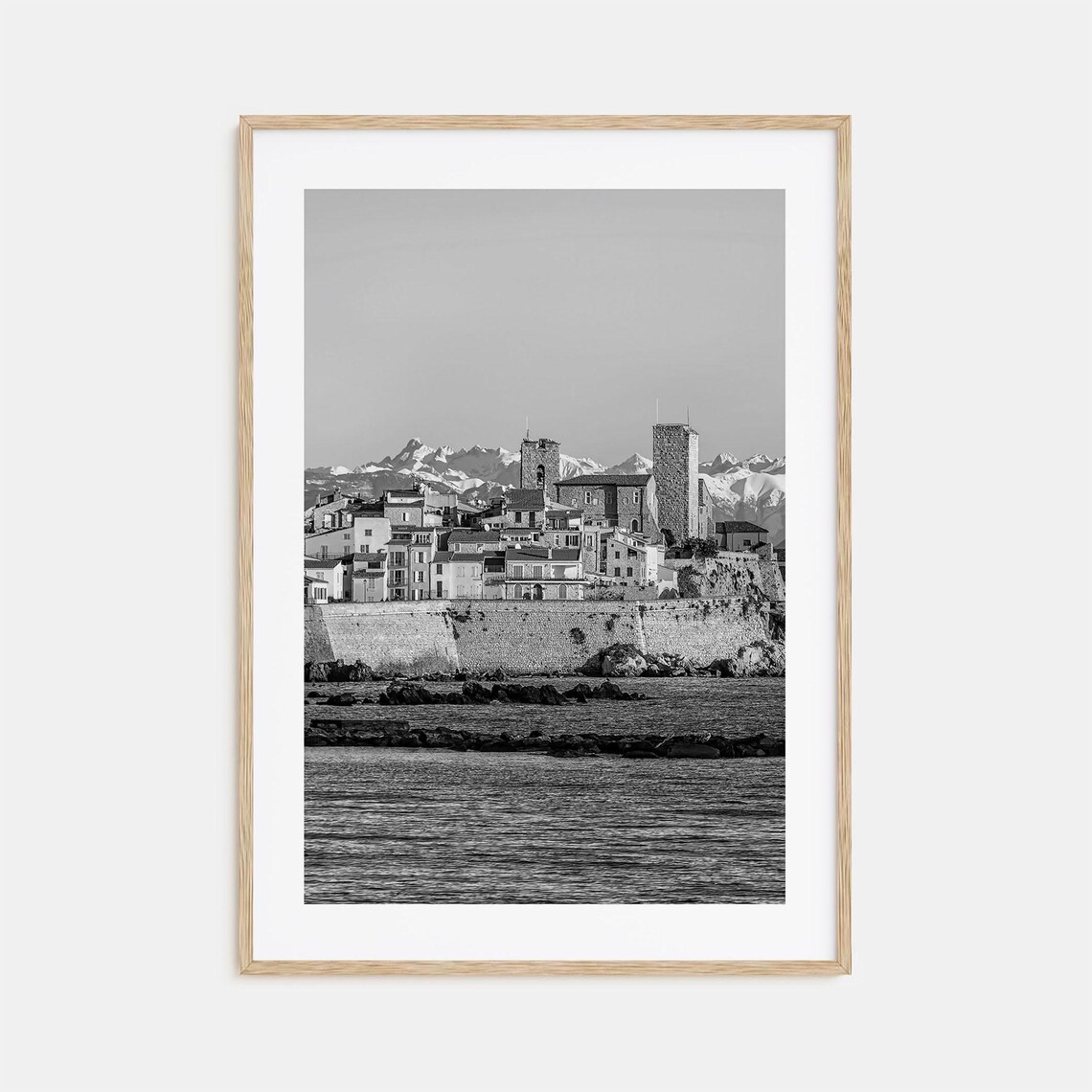 Antibes France Old Town Ramparts Alps Black And White Photo Poster