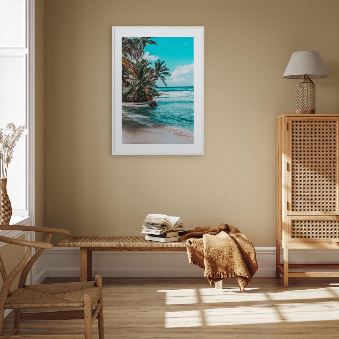 Tropical Palm Tree Beach With Turquoise Water Ocean Photography Poster - Image 2