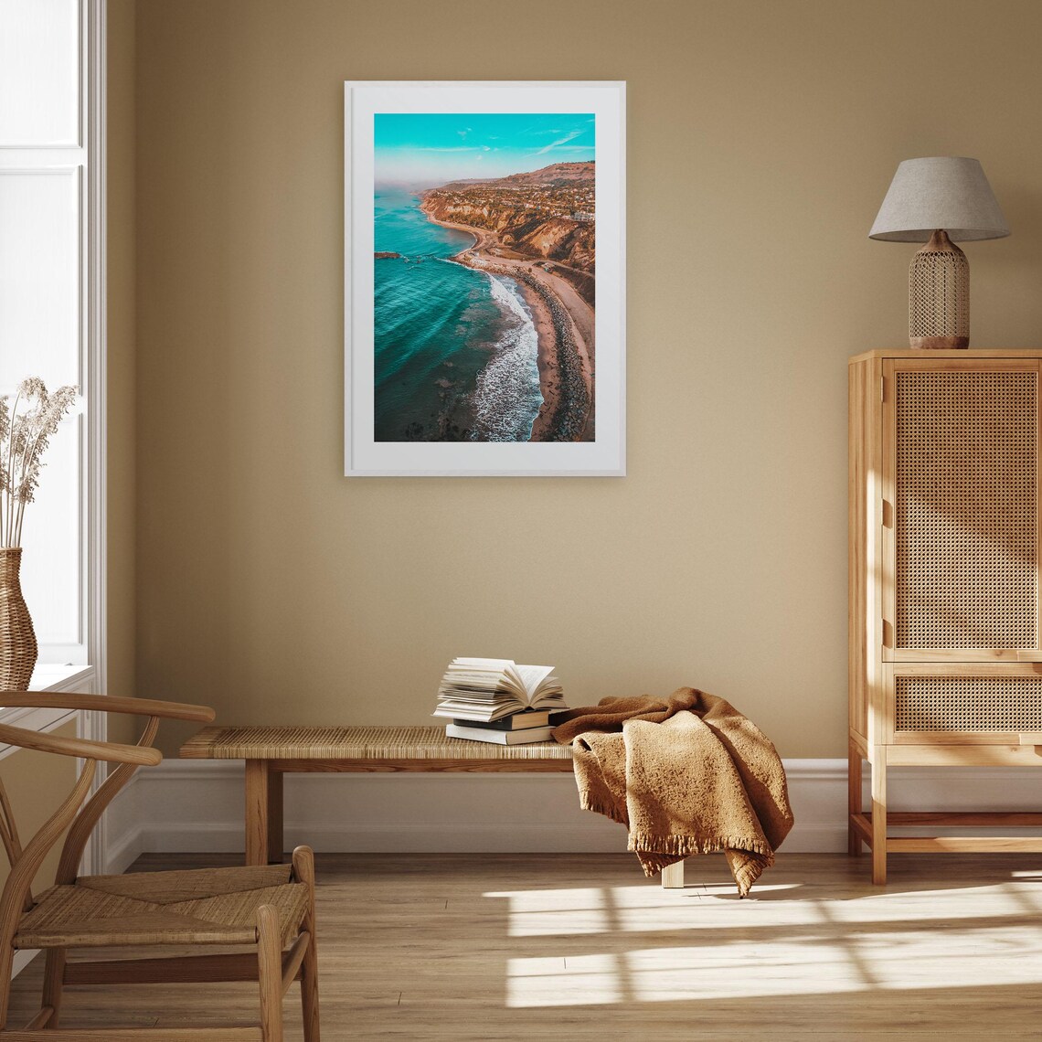 Southern California Aerial View of Curving Coastline and Cliffs Poster - Image 2