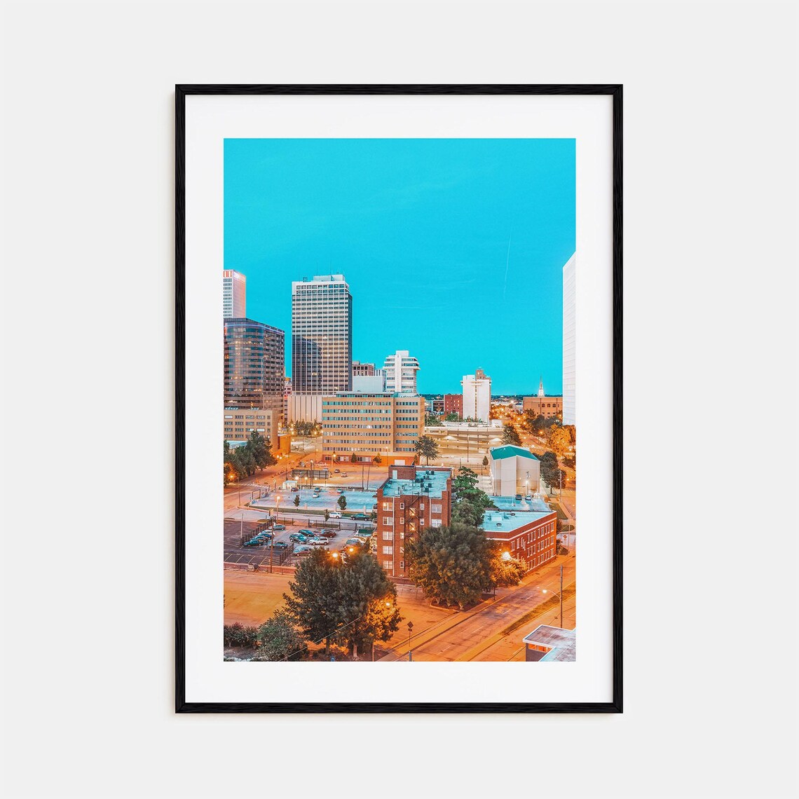 Tulsa Oklahoma Downtown Skyline Evening City Lights Photo Poster