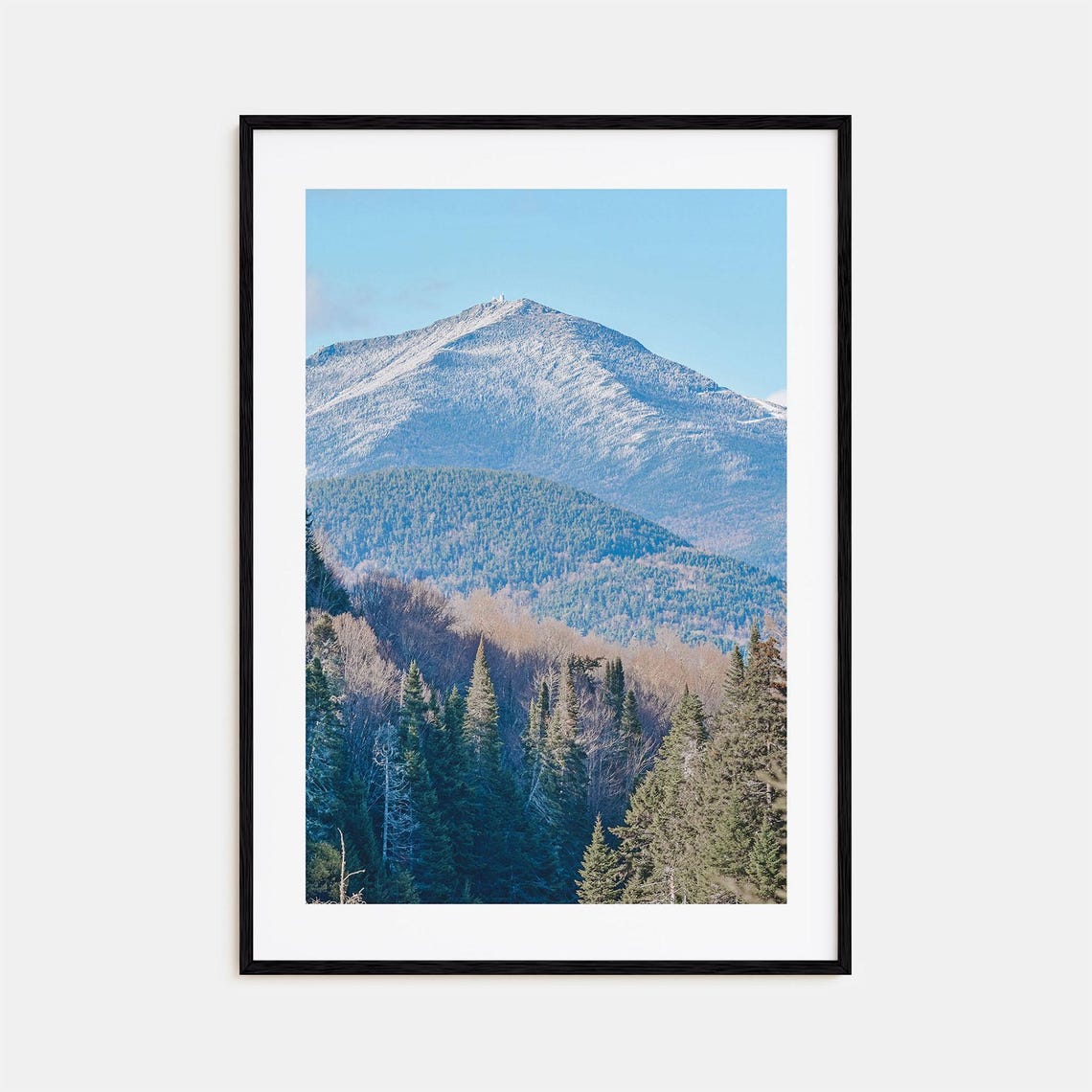 Adirondack Mountains Peak Rising Above Forest Blue Sky Photo Poster
