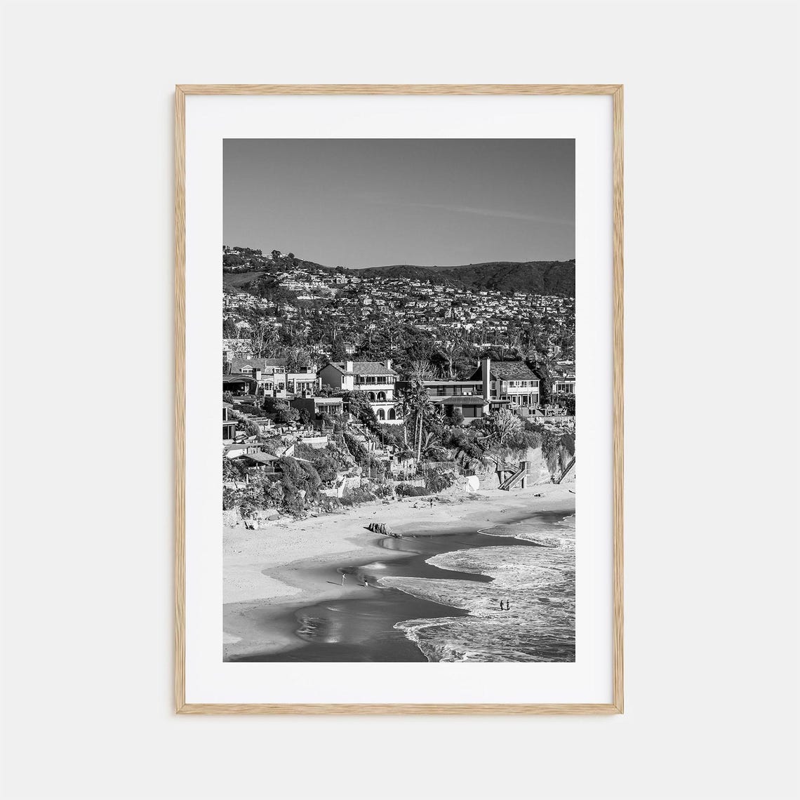 Orange County Beach Cove Hillside Homes California Black White Poster