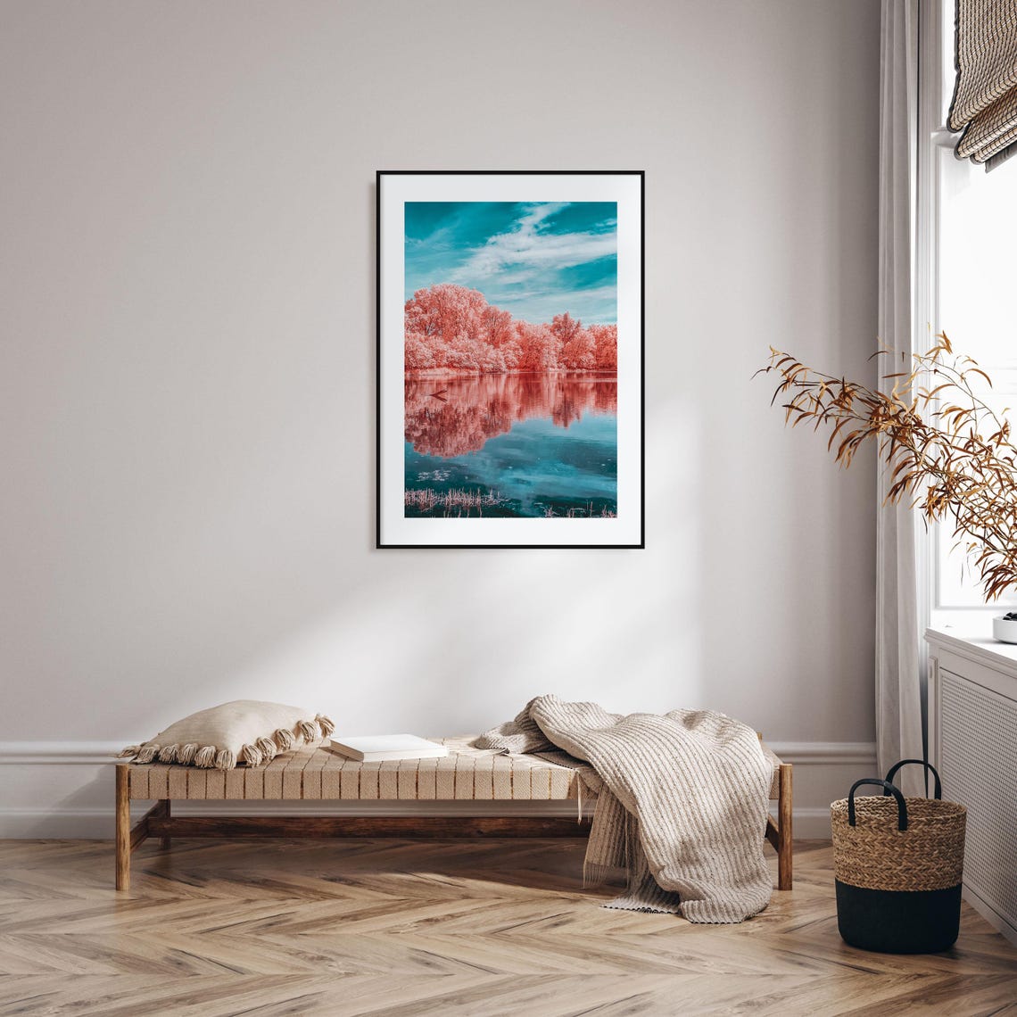 Minnesota Cotton Candy Pink Trees Lake Mirror Reflection Poster - Image 2