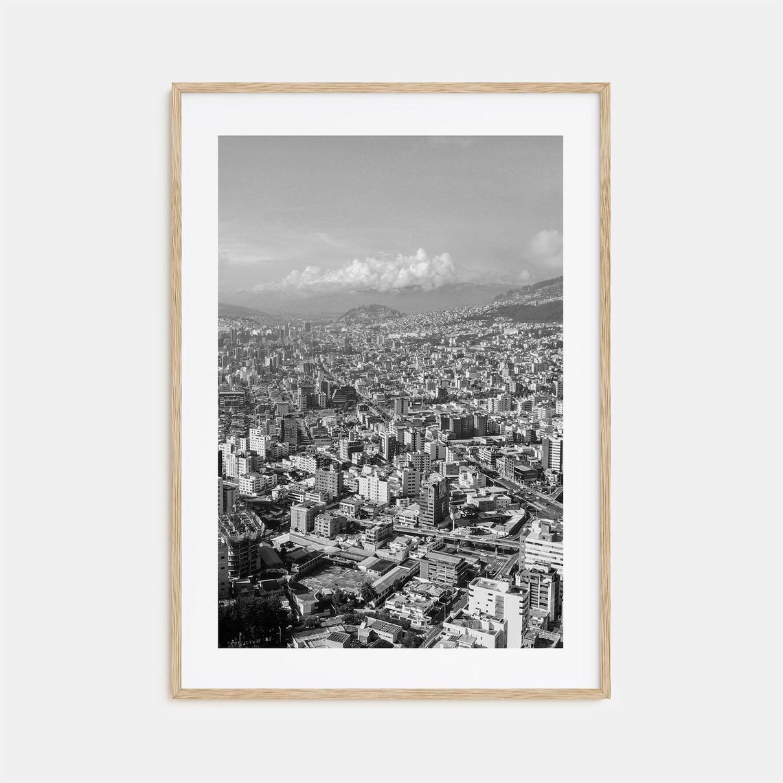 Quito Ecuador City Panorama Black And White Andes Mountains Poster