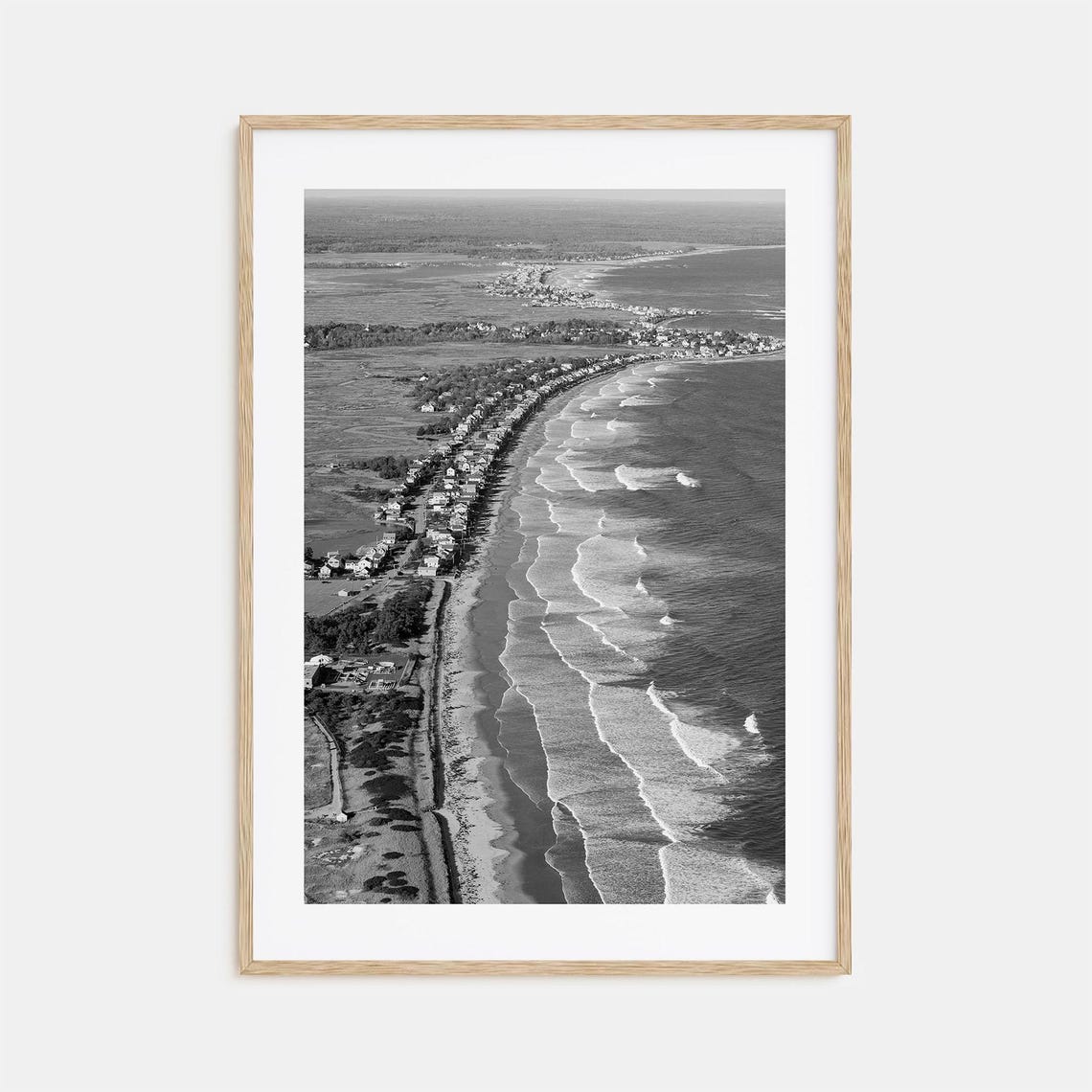 Ogunquit Aerial Beach Shoreline Marsh Black And White Poster