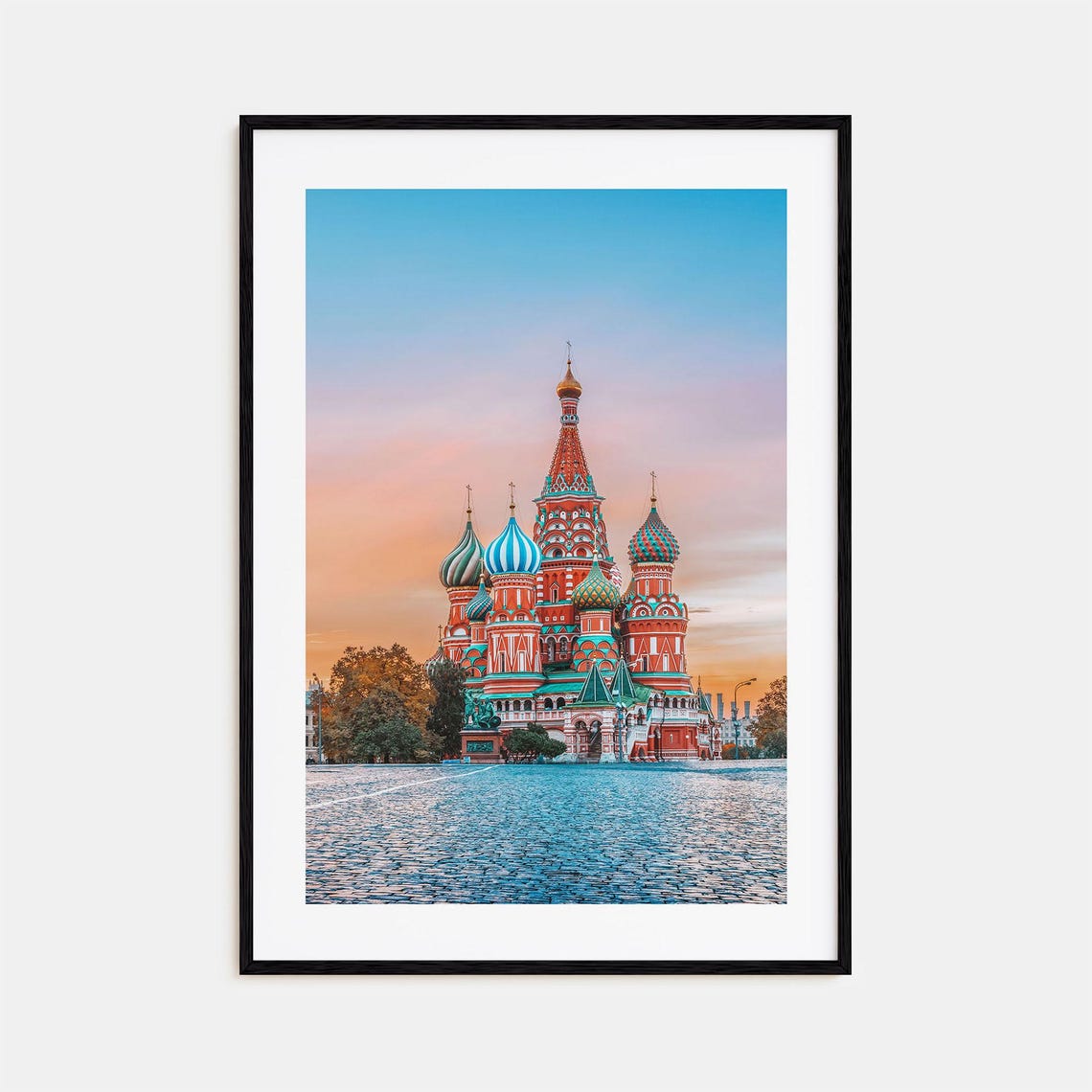Saint Basils Cathedral Colorful Onion Domes at Sunset Poster