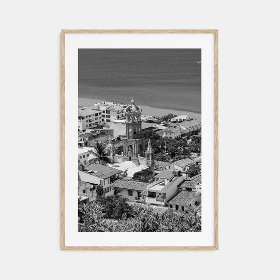Puerto Vallarta Black And White Travel Map Poster