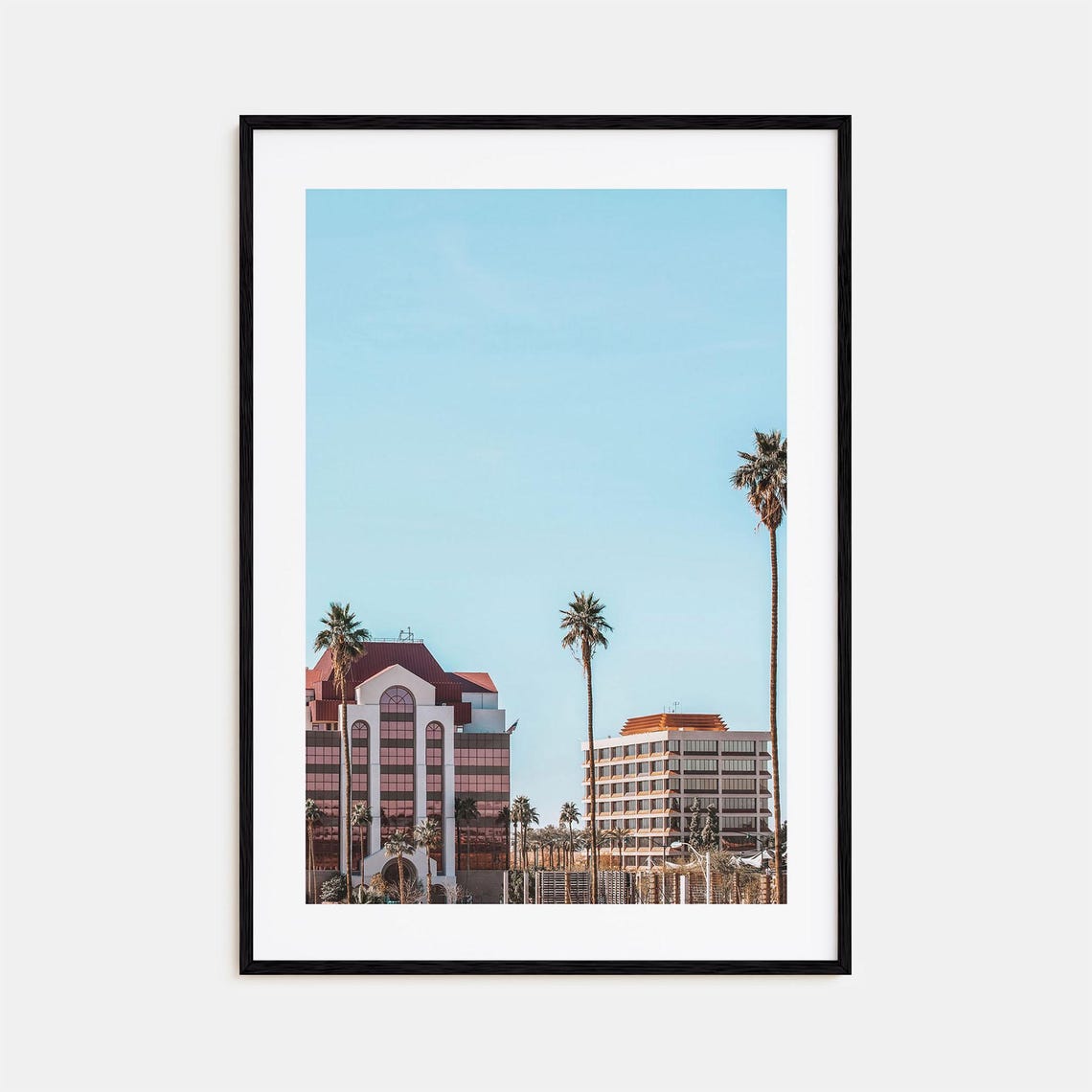 Mesa Arizona Downtown Skyline with Palm Trees Sunny Cityscape Poster