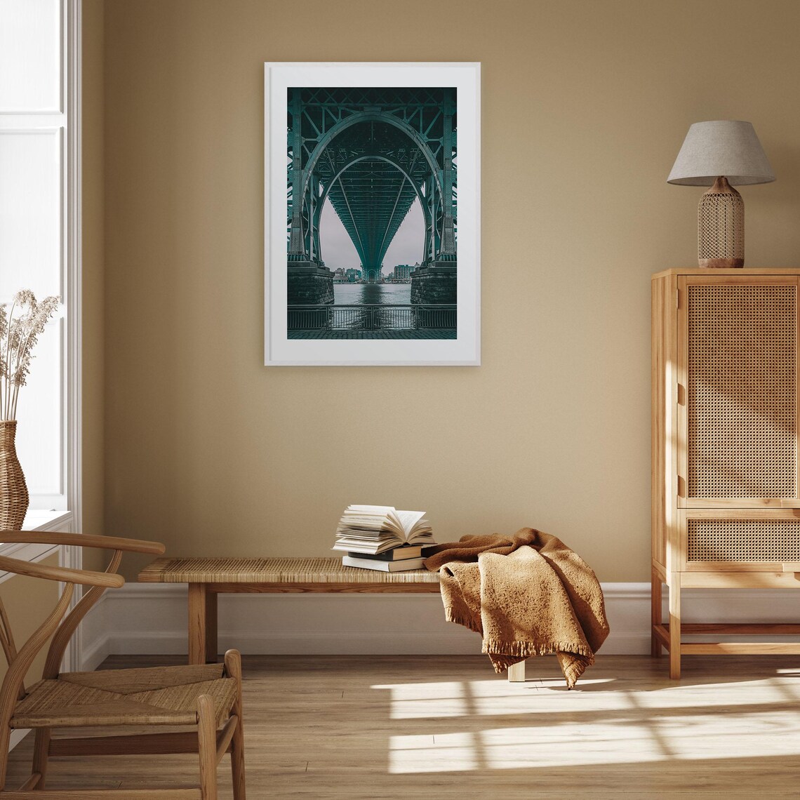 Manhattan Bridge Teal Steel Arch Over East River View Photo Poster - Image 2