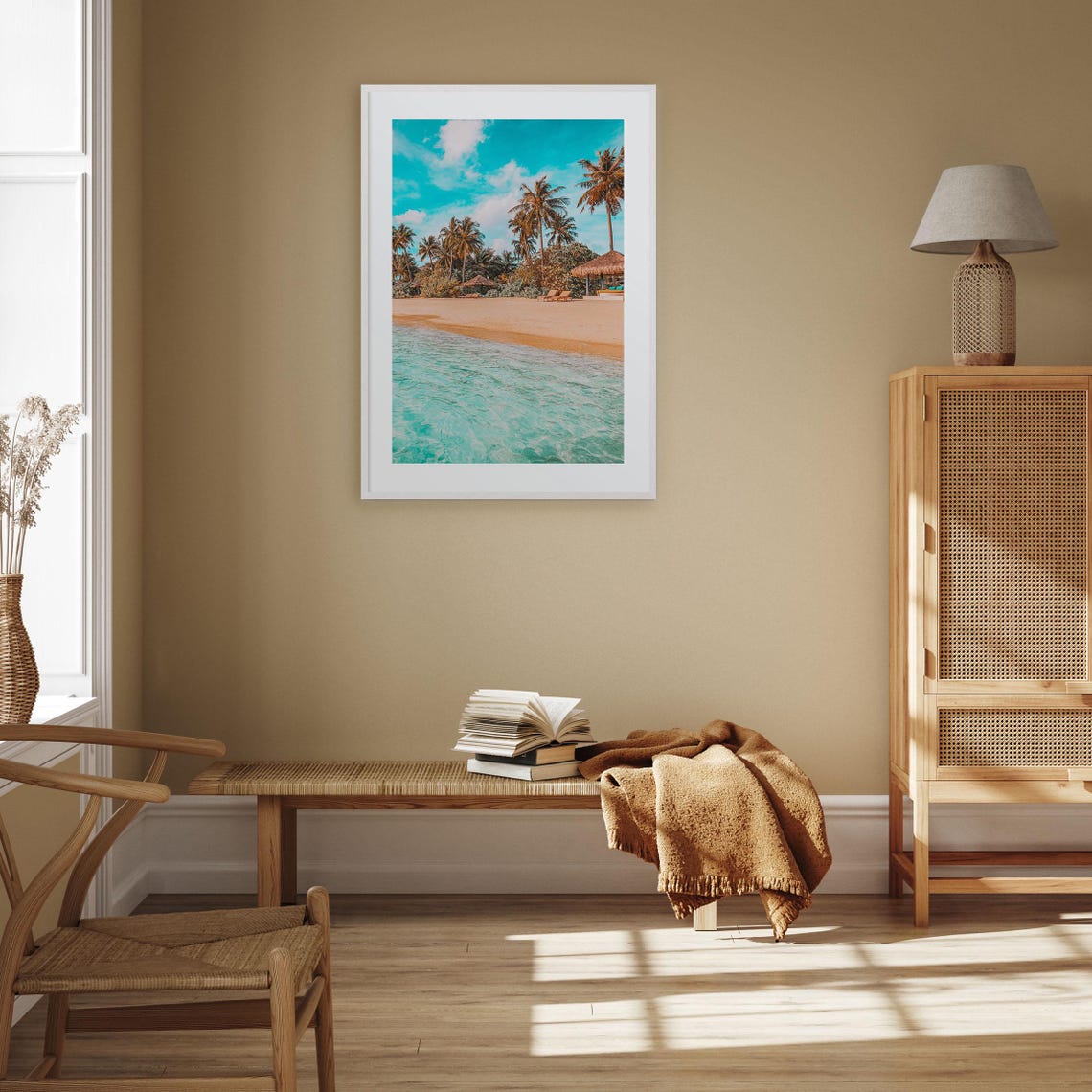 Philippines Tropical Beach Palms Turquoise Water Hut Paradise Poster - Image 2